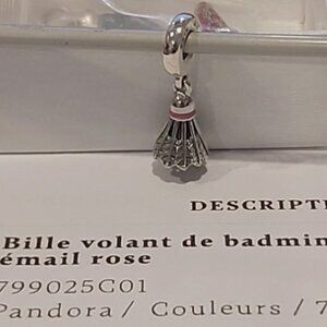 Pandora *Retired* Sterling Silver Badminton Birdie w/Pink Enamel 799025C01